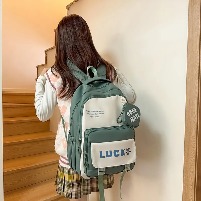 BUBM Nylon Backpack Regular Unisex Black/Green/Pink/Ecru/Khaki/Bayberry Red-15