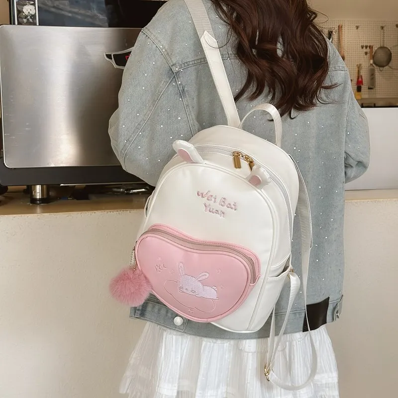 BUBM PU Backpack Regular Women's Pink/Khaki-3