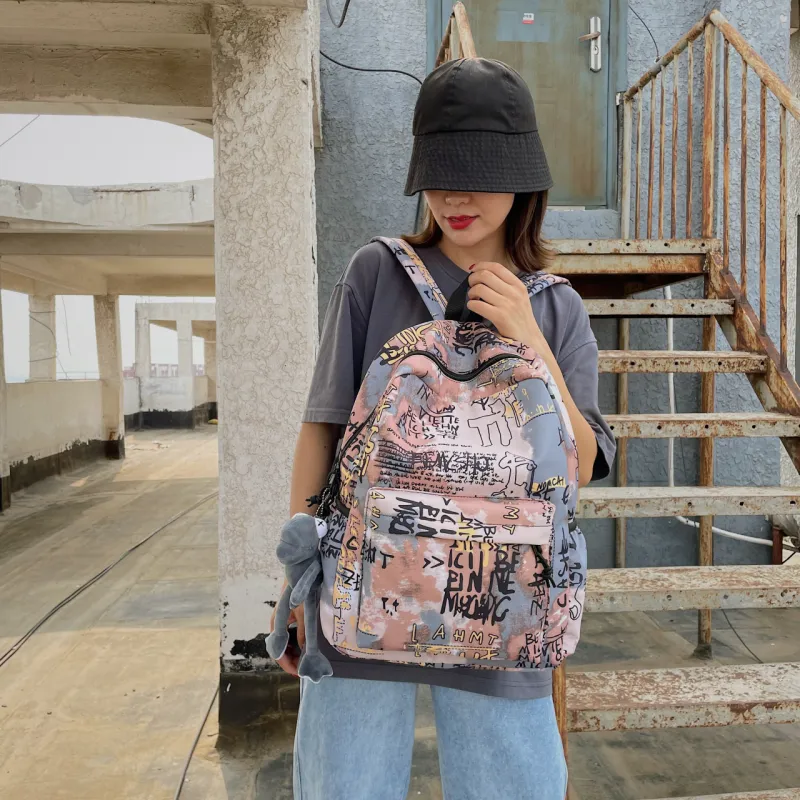 BUBM Nylon Backpack Unisex Multicolor-12
