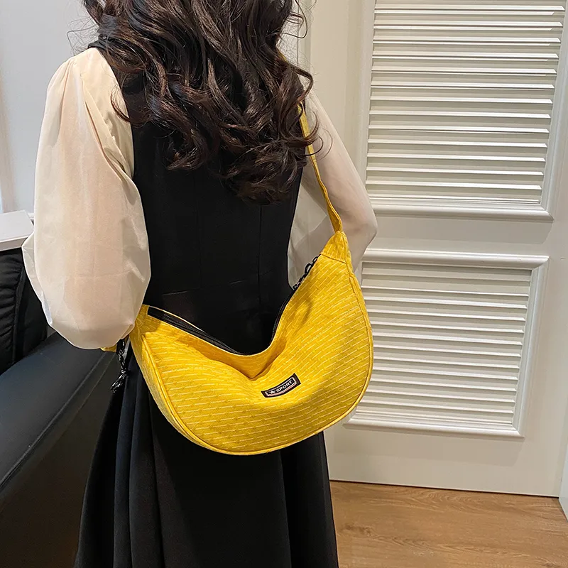 BUBM Composite Cloth Dumpling Bag Shoulder Bag Unisex Black/Yellow/Red/Green/Khaki-5