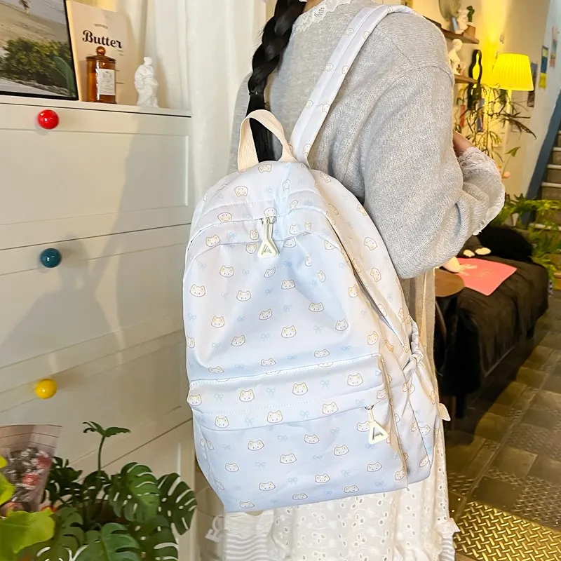 BUBM Composite Cloth Backpack Unisex Blue-5