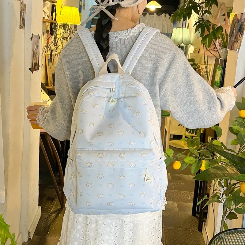 BUBM Composite Cloth Backpack Unisex Blue-2