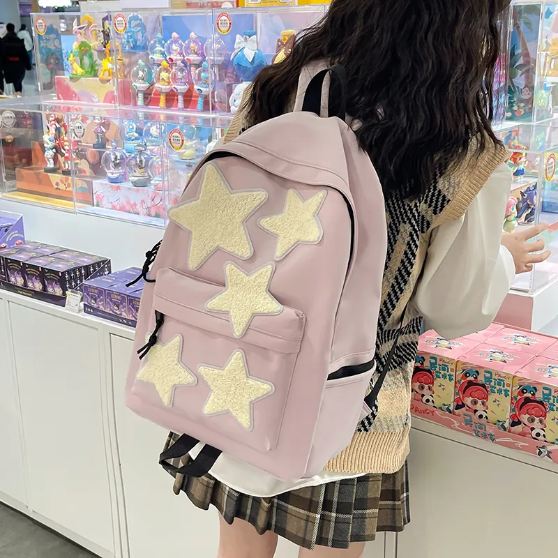 BUBM Nylon Backpack Regular Unisex Black/White/Light Purple/Navy Blue/Peacock Blue-5