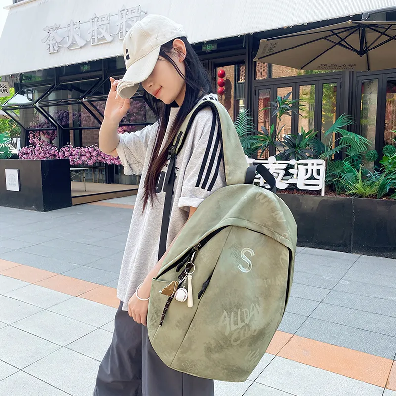 BUBM Nylon Backpack Unisex Black/Beige/Green/Burgundy-16
