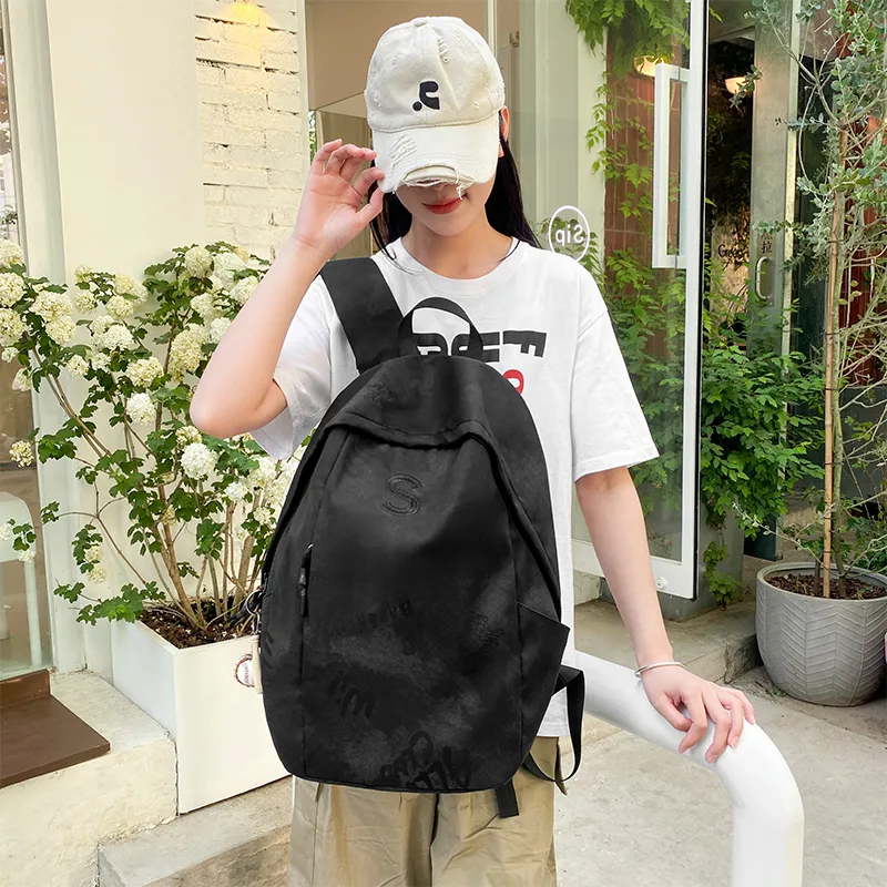 BUBM Nylon Backpack Unisex Black/Beige/Green/Burgundy-1