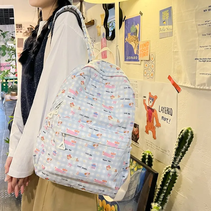 BUBM Composite Cloth Backpack Unisex Blue-10