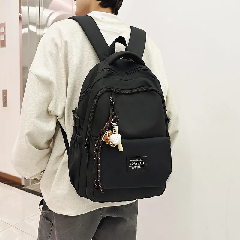 BUBM Nylon Backpack Unisex Black/White/Red/Blue/Khaki-10
