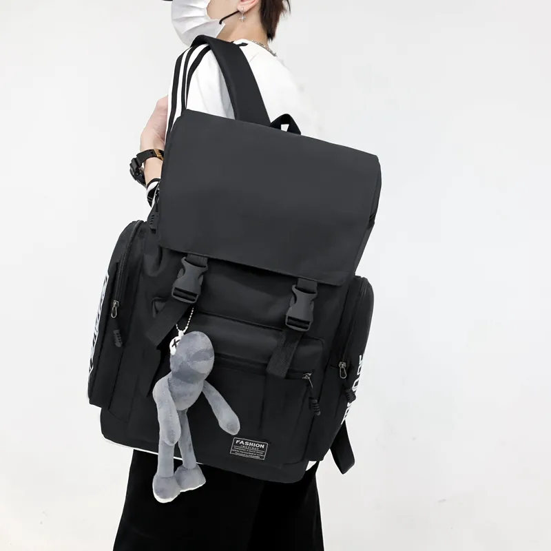BUBM Canvas Backpack Unisex Black/Gray-8