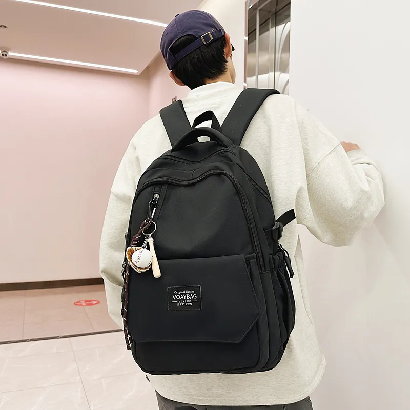 BUBM Nylon Backpack Unisex Black/White/Red/Blue/Khaki-8