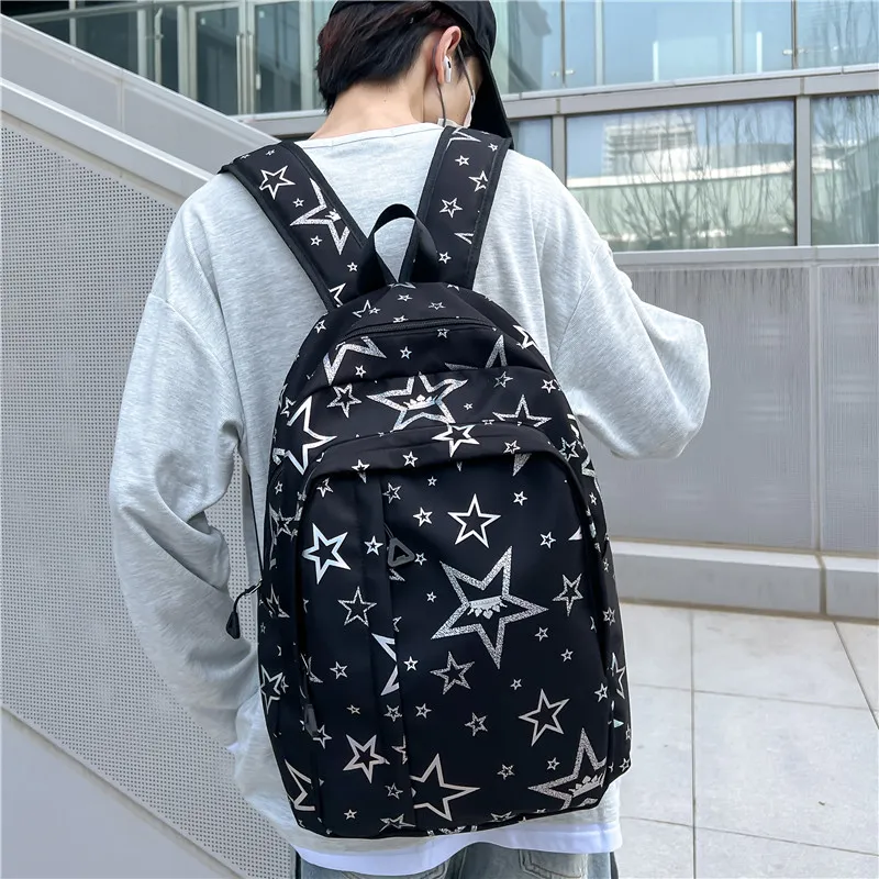 BUBM Composite Cloth Backpack Unisex White/Black/Purple/Orange/Green/Pink-8
