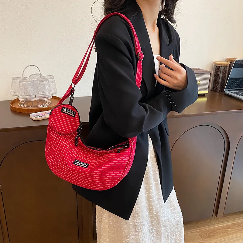 BUBM Composite Cloth Dumpling Bag Shoulder Bag Unisex Black/Yellow/Red/Green/Khaki-9