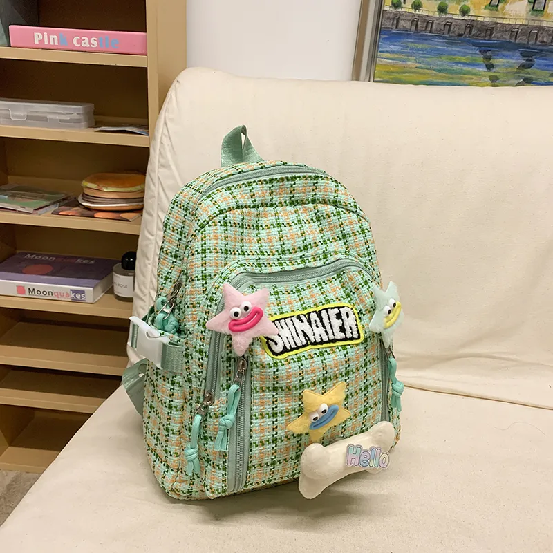 BUBM Nylon Backpack Regular Unisex Yellow/Pink/Coffee/Sprout Green/Turquoise-8