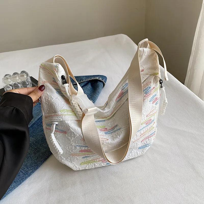 BUBM Composite Cloth Shoulder Bag Unisex White/Black/Blue/Pink-1