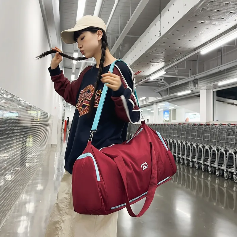 BUBM Nylon One Shoulder Travel Bag Unisex Light Gray/Dark Gray/Black/Red/Blue-20