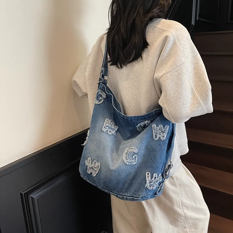 BUBM Denim Shoulder Bag Women's Dark Tea/Blue/Dark Blue-17