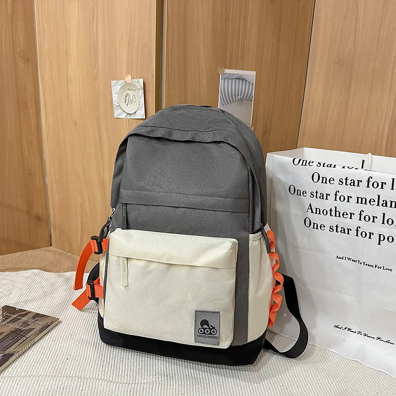 BUBM Nylon Backpack Unisex Black/Gray/Green/Pink-7