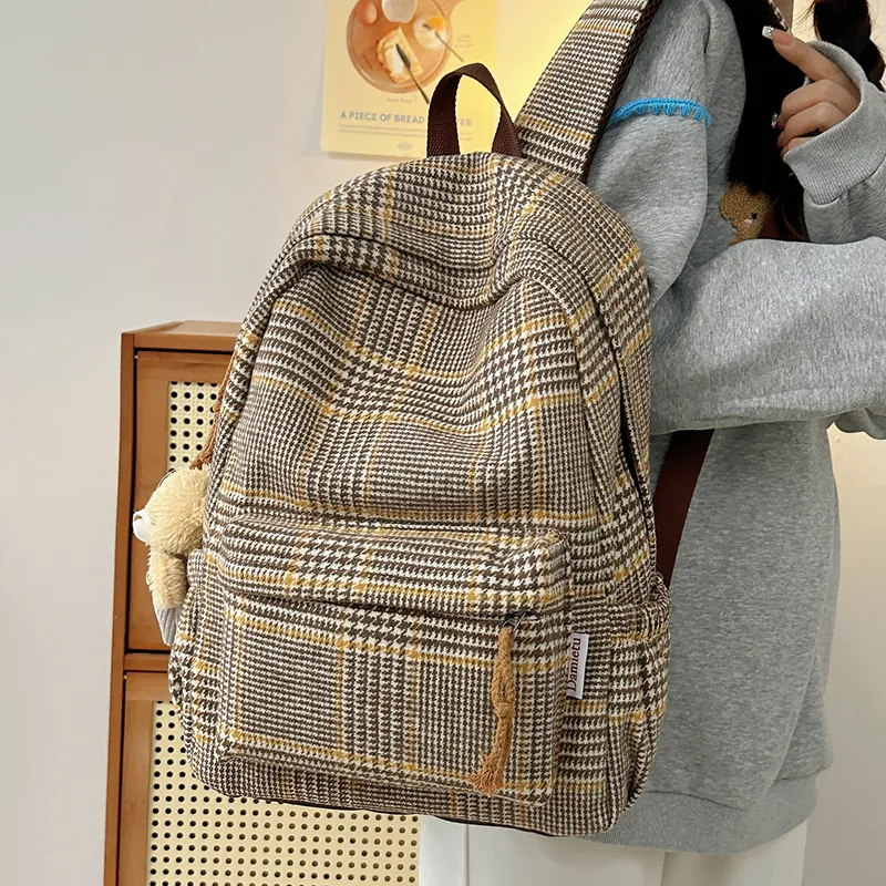 BUBM Composite Cloth Backpack Unisex Brown & Yellow/Gray Blue/Blue & Red/Orange-11