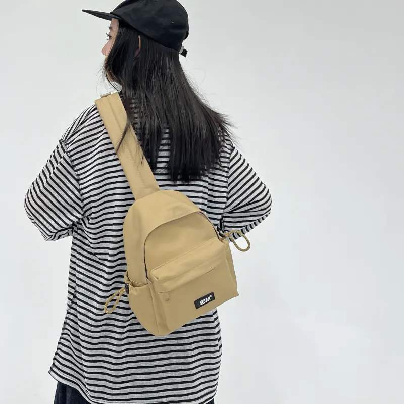 BUBM PU Shoulder Bag, Sling Bag Unisex Khaki/Black-3