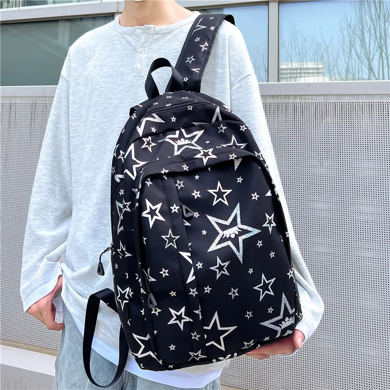 BUBM Composite Cloth Backpack Unisex White/Black/Purple/Orange/Green/Pink-10