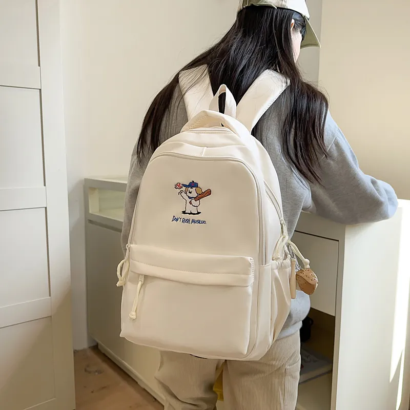 BUBM Nylon Backpack Unisex Yellow/Black/White/Khaki/Blue-11