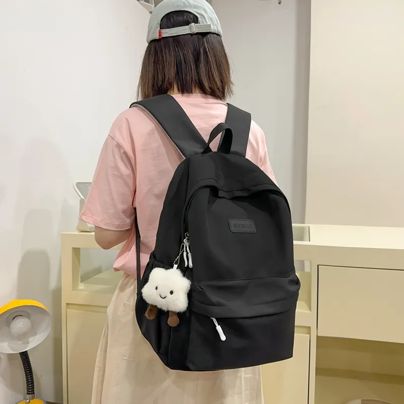BUBM Nylon Backpack Unisex Black/White/Pink/Purple/Green-4