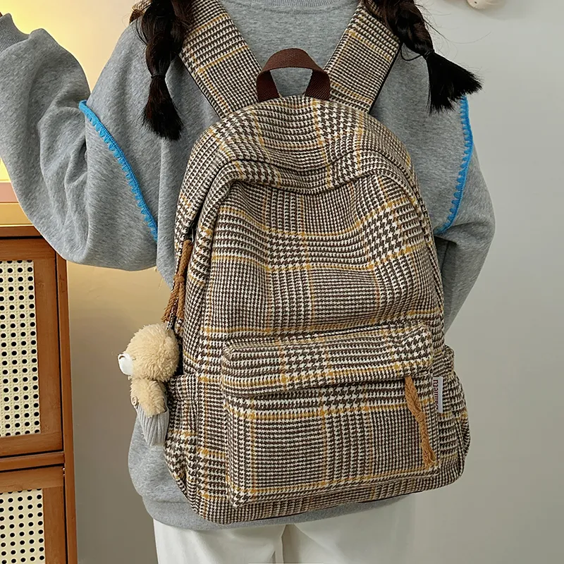 BUBM Composite Cloth Backpack Unisex Brown & Yellow/Gray Blue/Blue & Red/Orange-8