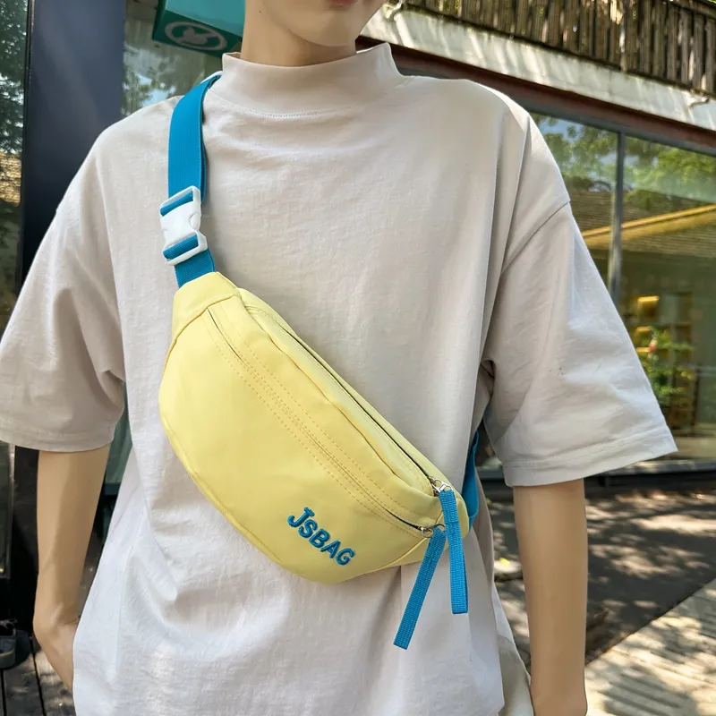 BUBM Nylon Fanny Pack Unisex Black/Yellow/Pink/Blue/White & Green/White & Rose Red-16