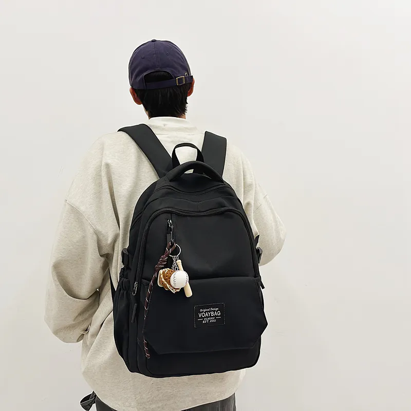 BUBM Nylon Backpack Unisex Black/White/Red/Blue/Khaki-7