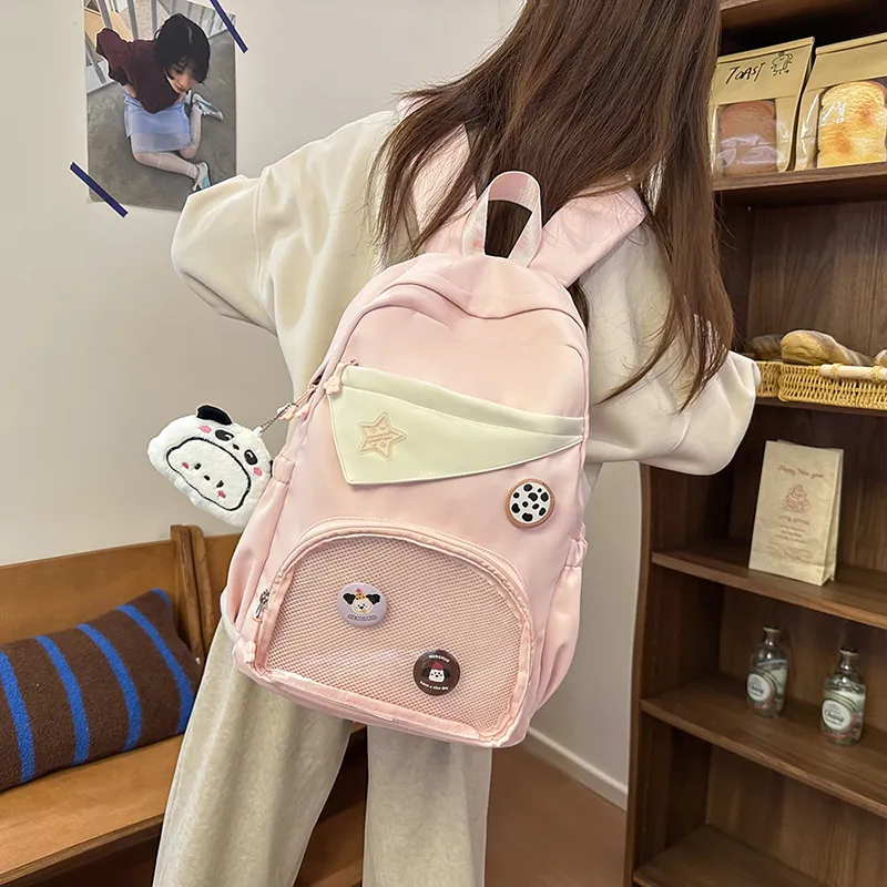 BUBM Cotton Backpacks Backpack Regular Unisex Yellow/Blue/Pink/Black/White-14