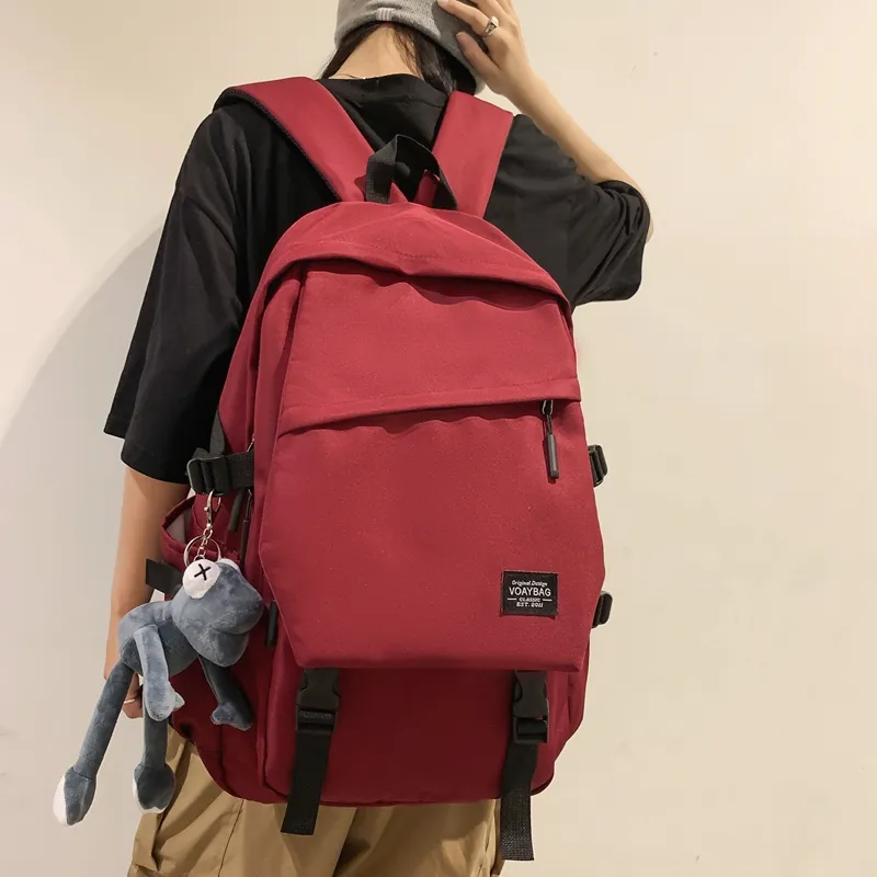 BUBM Nylon Backpack Unisex Black/White/Gray/Red/Blue-16