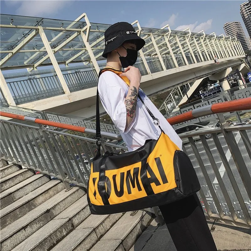 BUBM Nylon Fabric Travel Bag Unisex Black/Yellow/Purple/Pink/Khaki-9