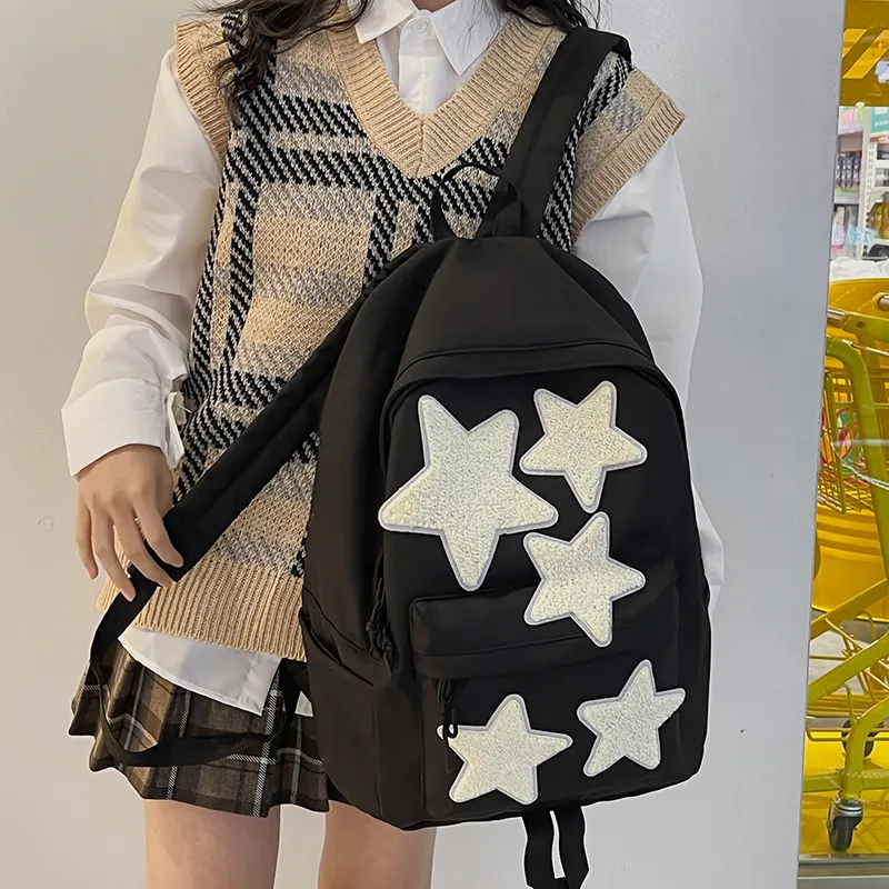 BUBM Nylon Backpack Regular Unisex Black/White/Light Purple/Navy Blue/Peacock Blue-16