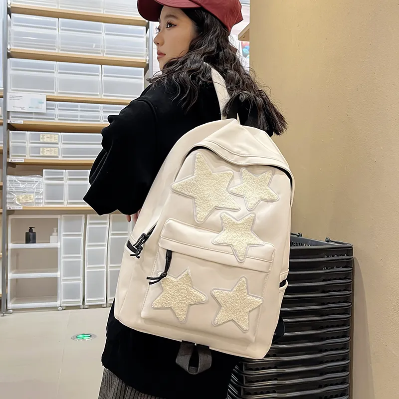BUBM Nylon Backpack Regular Unisex Black/White/Light Purple/Navy Blue/Peacock Blue-24
