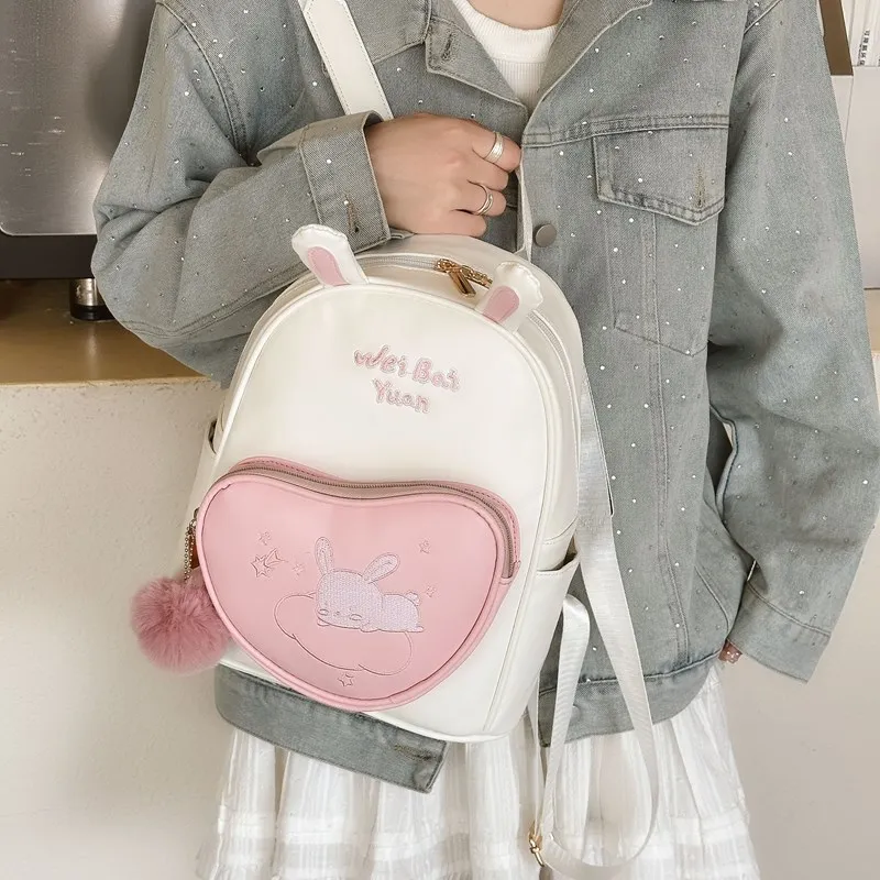 BUBM PU Backpack Regular Women's Pink/Khaki-5
