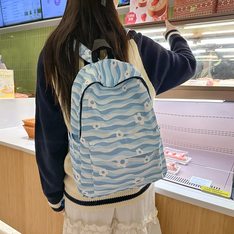 BUBM Nylon Backpack Unisex Black/Blue/Pink/Orange/Khaki-4