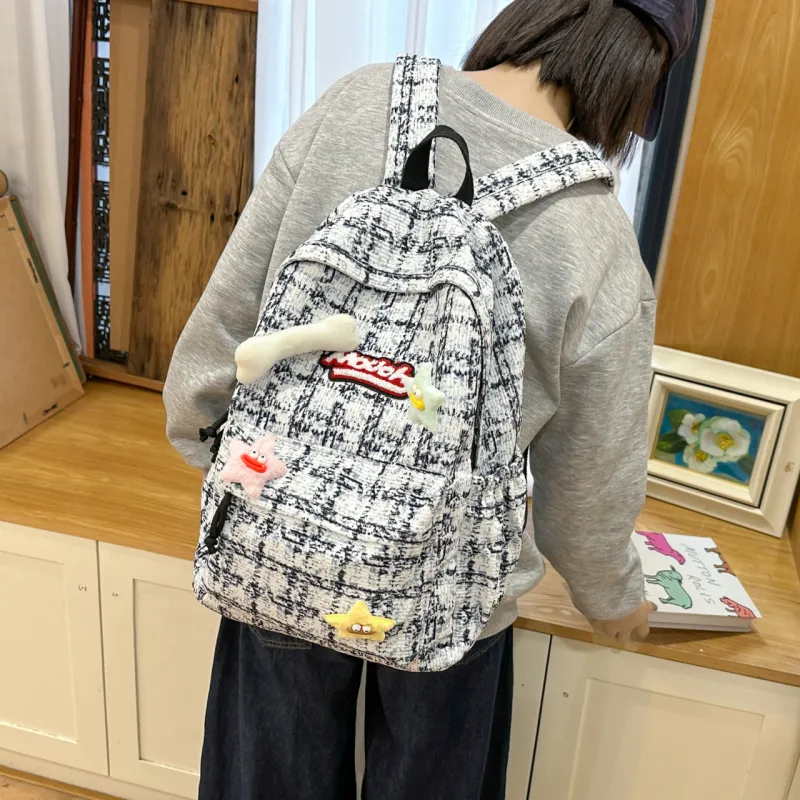 BUBM Corduroy Backpack Unisex Green/Blue/Pink/Black-13
