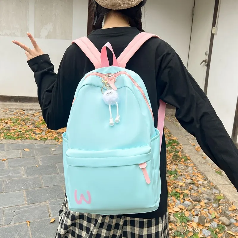 BUBM Composite Cloth Backpack Unisex Black/Yellow/Blue/Pink-16