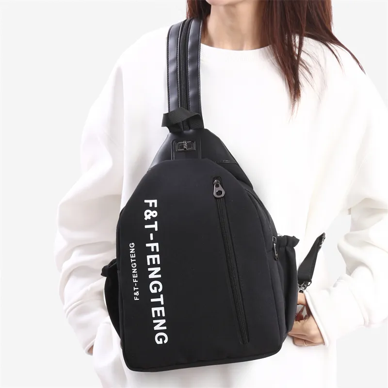 BUBM Oxford Sling Bag Backpack Regular Women's Black/Ecru-9