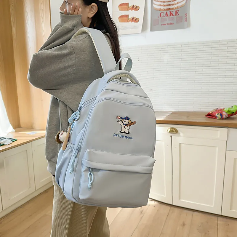 BUBM Nylon Backpack Unisex Yellow/Black/White/Khaki/Blue-26