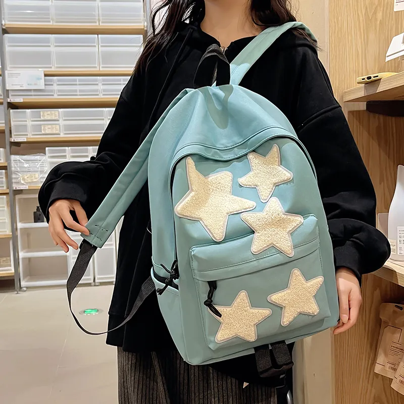 BUBM Nylon Backpack Regular Unisex Black/White/Light Purple/Navy Blue/Peacock Blue-8