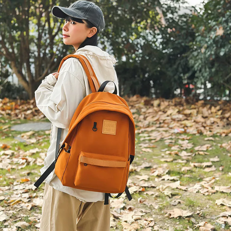 BUBM Nylon Backpack Unisex Purple/Orange/Black/White-8