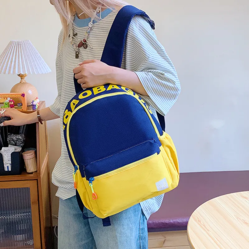 BUBM Nylon Fabric Backpack Unisex Red/Yellow/Teal/Purple Pink/Pink Green/Dark Pink-6