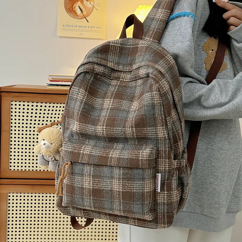 BUBM Composite Cloth Backpack Unisex Brown & Yellow/Gray Blue/Blue & Red/Orange-21