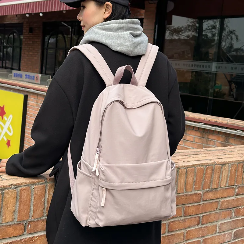 BUBM Nylon Backpack Unisex Black/Ecru/Dusty Pink/Purple-14