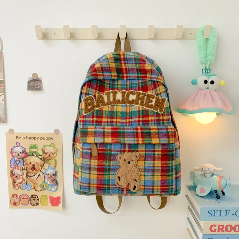 BUBM Woolen Backpack Women's Red/Blue/Coffee/Khaki/Beige Coffee-8