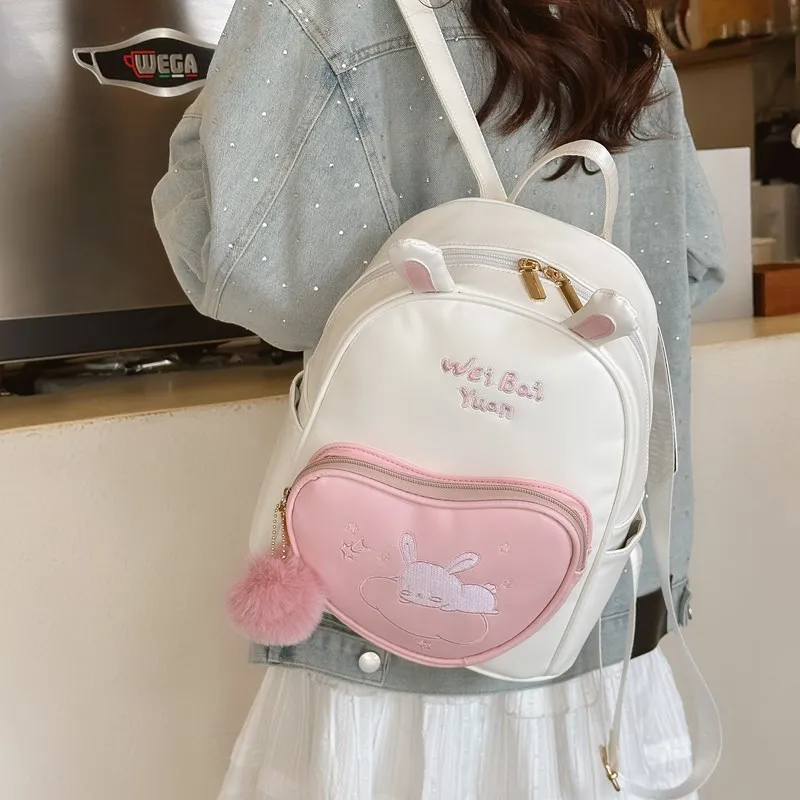 BUBM PU Backpack Regular Women's Pink/Khaki-4