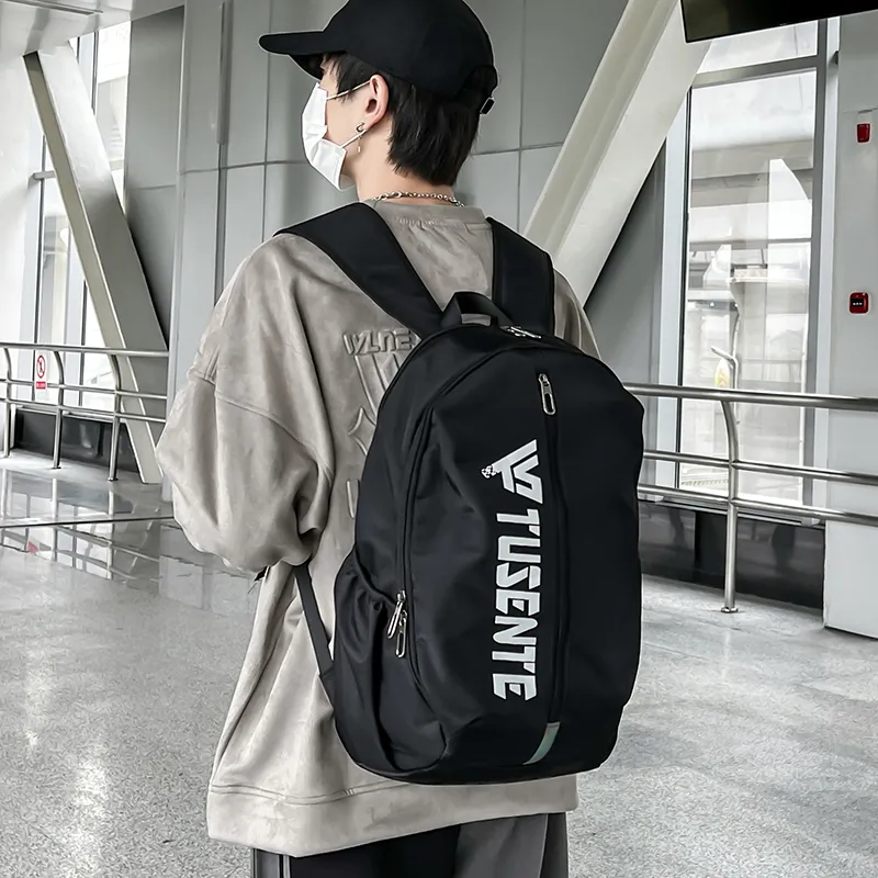 BUBM Oxford Backpack Unisex Black/Dark Gray/Light Gray/Red-12