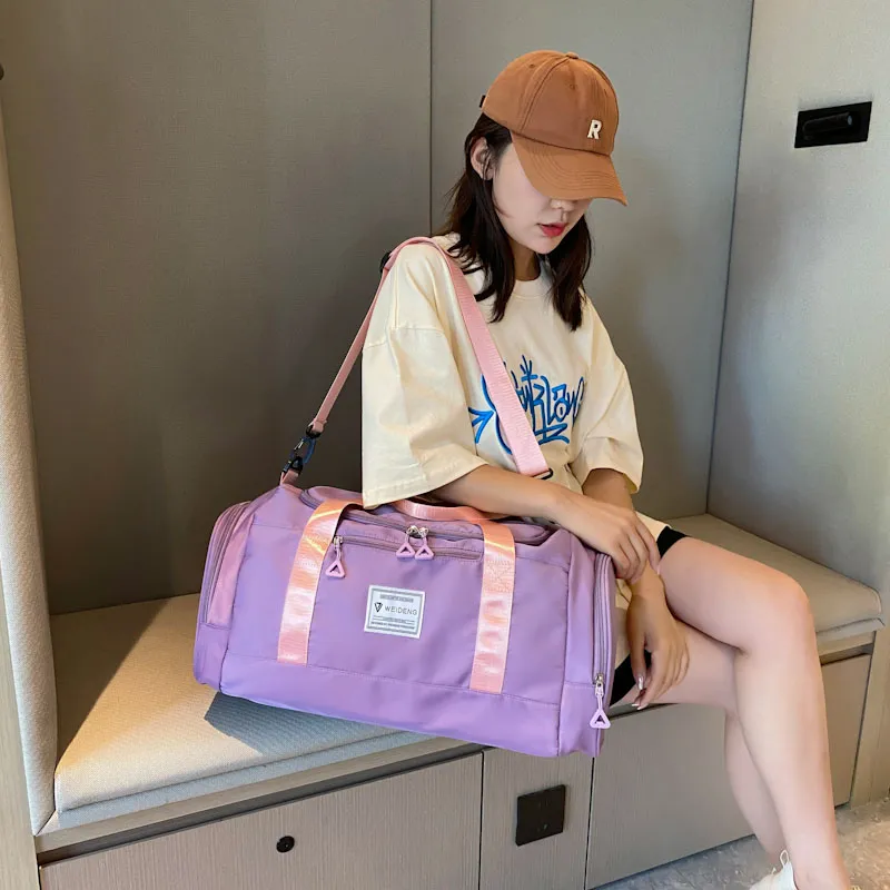 BUBM Oxford Travel Bag Unisex Black/Gray/Taro Purple/Dark Blue/Cherry Blossom Pink/Pink & Gray-17