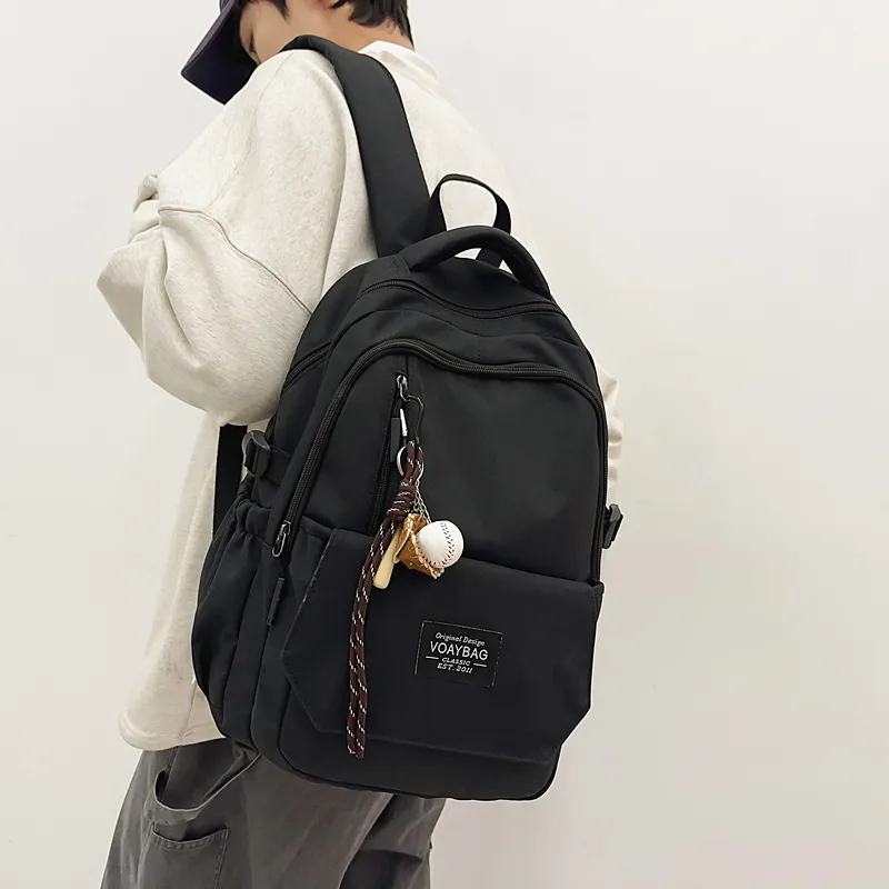 BUBM Nylon Backpack Unisex Black/White/Red/Blue/Khaki-11