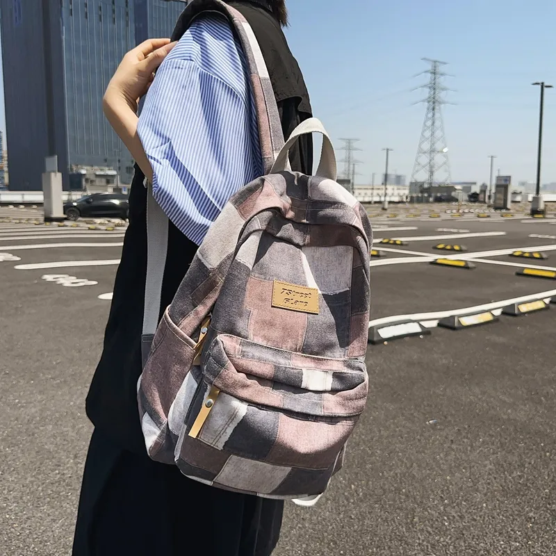BUBM Denim Backpack Unisex Black/Blue/Brown-14